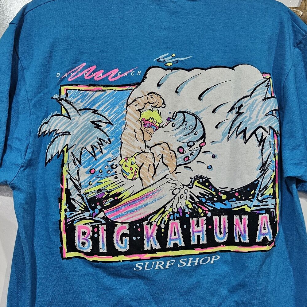 Daytona Beach Big Kahuna Surf Shop Neon TShirt Large Fruit Of Loom Cotton USA - Picture 4 of 9